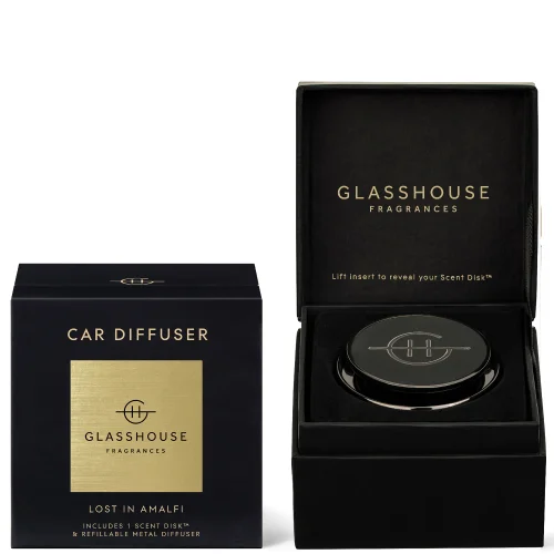 Glasshouse Fragrances Black Car Diffuser - Lost in Amalfi with 1 Replacement Scent Disk Image 2