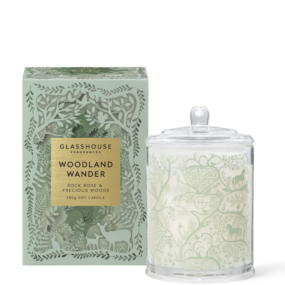 Glasshouse Fragrances Woodland Wander Soy Candle 380g Image 1